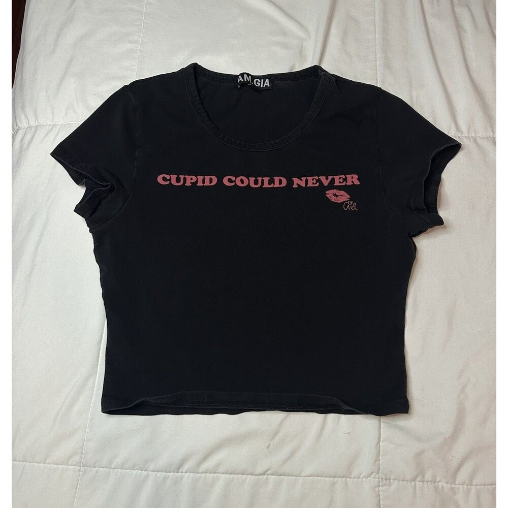 I.AM.GIA Cupid Could Never Black Women’s Baby Tee Cropped T Shirt S Fitted Y2K
